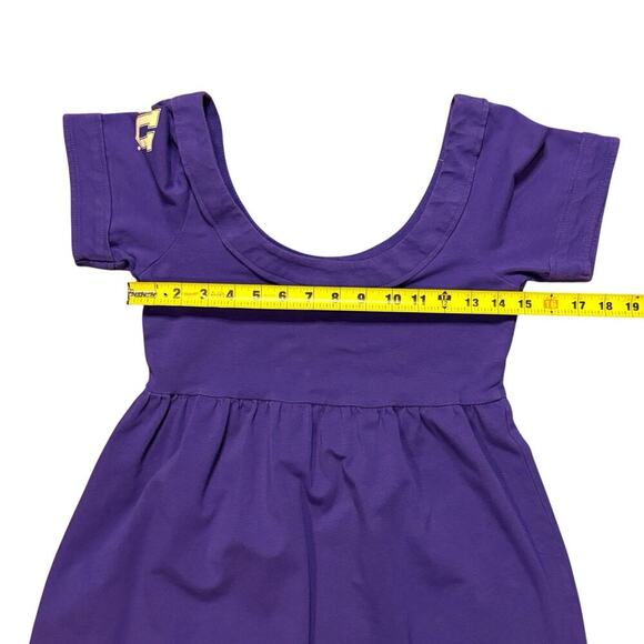 Y2K Ketch the Spirit TCU Game Day Mini Babydoll Dress Womens Purple White Small - Picture 5 of 10